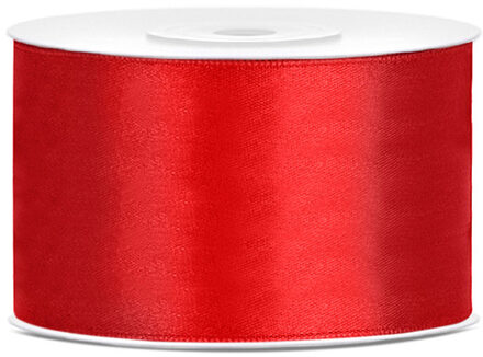 Sierlint satijn - Rood - 3,8 cm/38 mm x 25 meter - Cadeaulint satijnlint/sierlinten - Hobby - Cadeaulinten