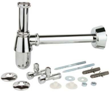 Sifon set, 1 1/4" (5/4") x 32 mm, met bevestiging en 2x haakse-kraan - 98800004