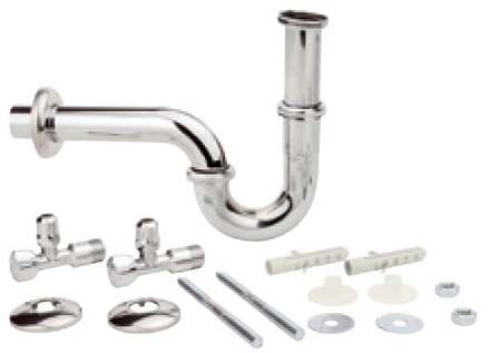 Sifon voor wastafelsifons, 1 1/4" x 32 mm, met montage en 2x haakse-kraan - 98800104