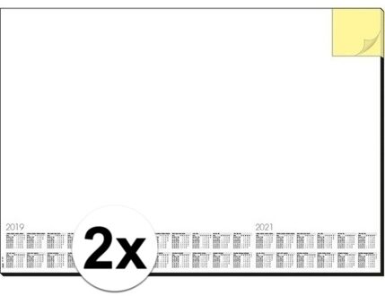 Sigel 2x Bureau onderleggers/placemats van papier 59.5 x 41 cm - Kalender 2019/2020/2021 - 30 vellen - Bureau beschermers - design memo white