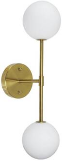 Sigma D wandlamp, goud/opaal, 2-lamps 49 cm glas goud, opaal
