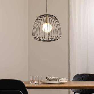 Sigma Hanglamp Bell M, Ø 33 cm, 1-lamp, zwart/goud/wit zwart, goud, wit