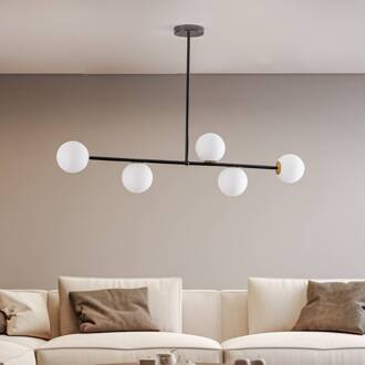 Sigma Hanglamp Gama 5, 5-lamps, zwart zwart, wit, goud
