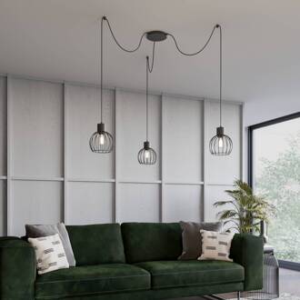 Sigma Hanglamp Luto 3 met drie kooischermen, zwart