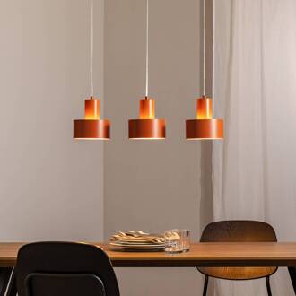 Sigma Hanglamp Rif 3, baksteenrood, 3-lamps, lineair, staal