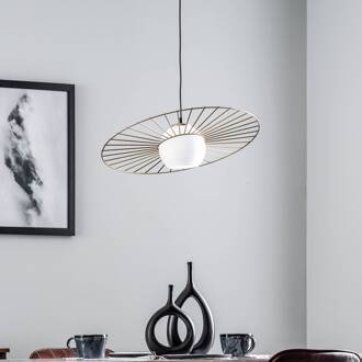 Sigma Hanglamp Sol 1, een glas met gouden rand wit, goud, zwart