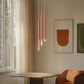 Sigma Hanglamp Sopel 3, baksteenrood, rond, 3-lamps, staal, G9