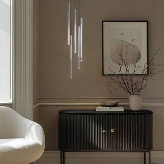 Sigma Hanglamp Sopel Lux, 5-lamps, rond, zwart/zilver, G9 zwart, zilver