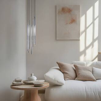 Sigma Hanglamp Sopel Lux, 7-lamps, rond, zwart/zilver, G9 zwart, zilver