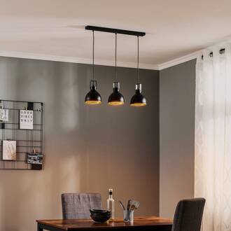 Sigma Hanglamp Trial, 3-lamps lineair, zwart/goud zwart, goud