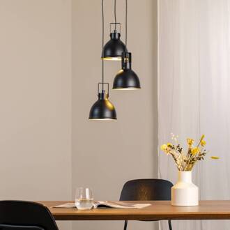 Sigma Hanglamp Trial, 3-lamps rond zwart/goud zwart, goud