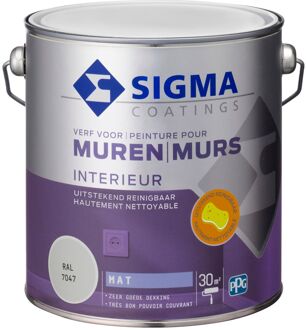 Sigma Interieur Muurverf - Mat - Ral 7047 - 2,5l