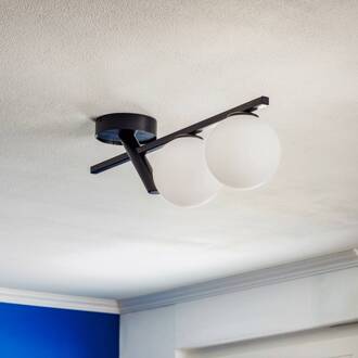 Sigma Plafondlamp Baleo, zwart/opaal, 2-lamps zwart, opaal