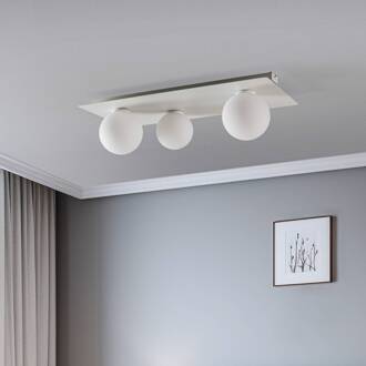 Sigma Plafondlamp Firn, hoekig, 3-lamps, wit wit, opaal