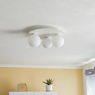 Sigma Plafondlamp Firn, rond, 3-lamps, wit wit, opaal