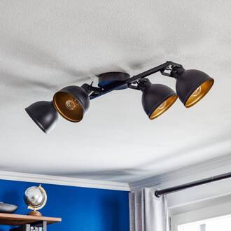 Sigma Plafondlamp Trial, 4-lamps, zwart/goud zwart, goud