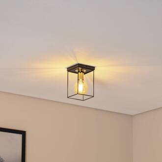 Sigma Plafondlamp Vox, zwart/goud, hoekig, 1-lamp, staal zwart, goud