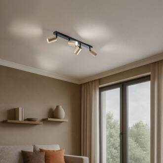 Sigma Plafondspot Zoom, 4-lamps, zwart/goud zwart, goud