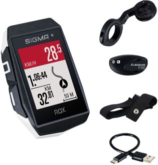 Sigma Rox 11.1 evo gps hr set zw/wi short butler+ant+/ble borstr+usb-c Wit