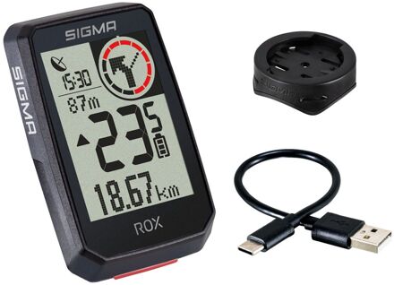 Sigma Rox 2.0 gps zw/zw standaard stuurhouder + usb-c oplaadkabel Zwart