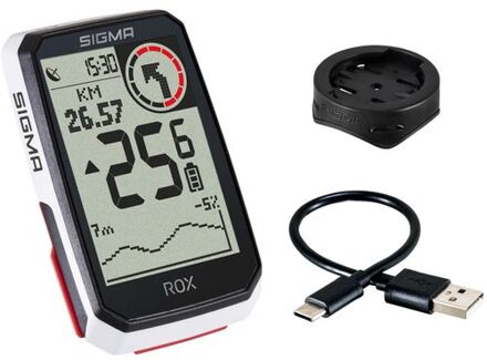 Sigma Rox 4.0 gps zw/wit standaard stuurhouder + usb-c oplaadkabel