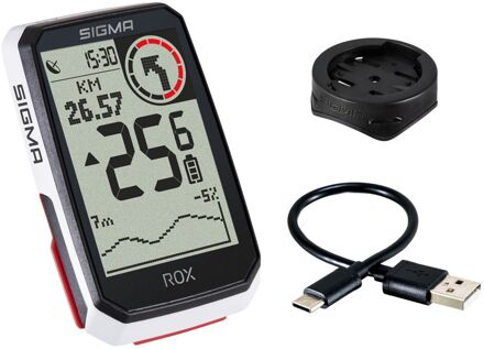 Sigma Rox 4.0 gps zw/wit standaard stuurhouder + usb-c oplaadkabel