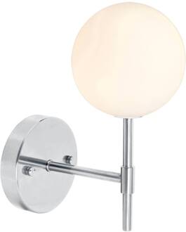 Sigma S wandlamp, chroom/opaal, 1-lamp 25 cm glas chroom, opaal