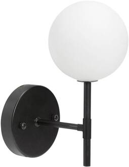 Sigma S wandlamp, zwart/opaal, 1-lamp 25 cm glas zwart, opaal