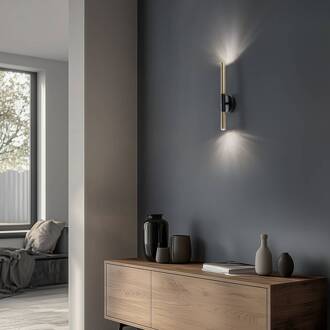 Sigma Wandlamp Sopel Lux, 2-lamps, zwart/goud, hoogte 38 cm zwart, goud