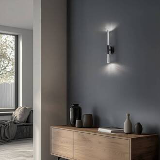 Sigma Wandlamp Sopel Lux, 2-lamps, zwart/zilver, hoogte 38 cm zwart, zilver