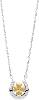 'Signature' Dames 925 Sterling Zilveren Ketting met Hanger - Zilver/Goud ZK-7517 Zilver en goud
