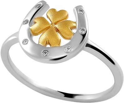 'Signature' Dames 925 Sterling Zilveren Ring - Zilver/Goud ZR-7517 Zilver en goud