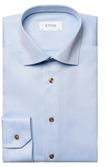 Signature Twill Ribbon Overhemd Lichtblauw Bruin - 44 - Heren