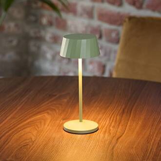 Sigor LED tafellamp op accu Facetta, groen, hoogte 22 cm, metaal, CCT