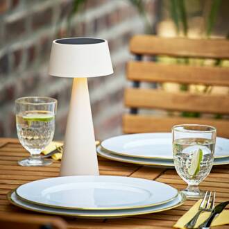 Sigor LED tafellamp Solino, beige, zonne-energie/USB, 26 cm, IP44