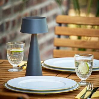 Sigor LED tafellamp Solino, grafiet, zonne-energie/USB, 26 cm IP44