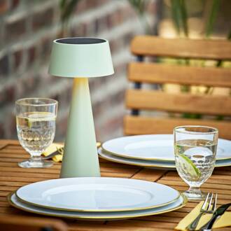 Sigor LED tafellamp Solino, groen, zonne-energie/USB, 26 cm, IP44