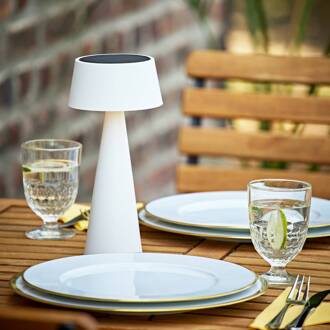 Sigor LED tafellamp Solino, wit, zonne-energie/USB, 26 cm, IP44