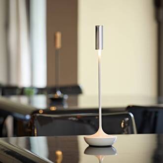 Sigor Nucandle LED oplaadbare tafellamp, wit/zilver, IP54, dimbaar wit, zilver