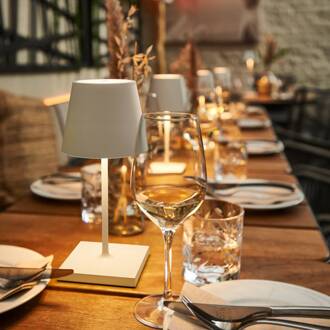 Sigor Nuindie mini LED oplaadbare tafellamp, USB-C, wit, IP54, dimbaar sneeuwwit