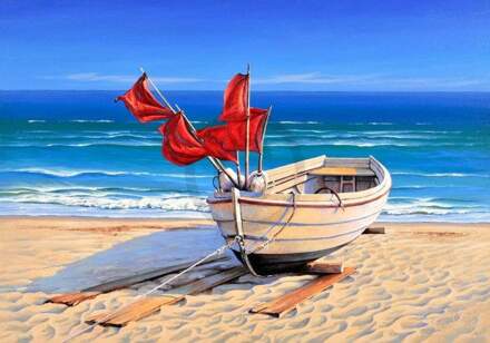 Sigurd Schneider - Small Fishing Boat Kunstdruk 80x60cm