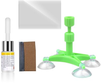 Sikeo Professionele Auto Glas Reparatie Vloeistof Autoruit Crack Chip Herstellen Tool Kit Diy Voorruit Scratch Fix Hars groen