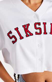 Siksilk Dames SikSilk Baseball Cropped Jersey in Wit