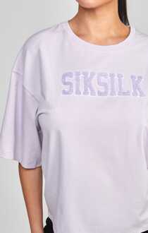 Siksilk Dames SikSilk Varsity Logo Cropped T-shirt in paars