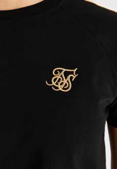 Siksilk Girl's SikSilk Juniors Metallic Taped Raglan T-Shirt in Black Zwart