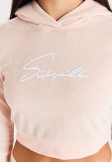 Siksilk Girl's SikSilk Juniors Signature Towelling Cropped Hoodie in Pink Roze