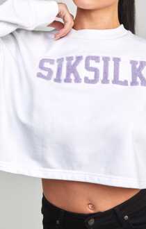 Siksilk Women's SikSilk Cropped Varsity Sweatshirt in White - maat EU 32 / UK 4 Wit