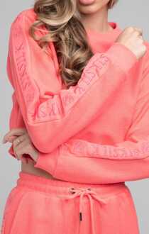 Siksilk Women's SikSilk Loopback Embroidered Cropped Sweatshirt in Pink Roze