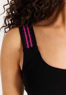 Siksilk Women's SikSilk Tape One Shoulder Cropped Bralette in Black Zwart