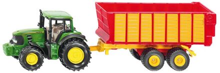 SIKU 1650John Deere traktor met aanhanger Groen#Rood